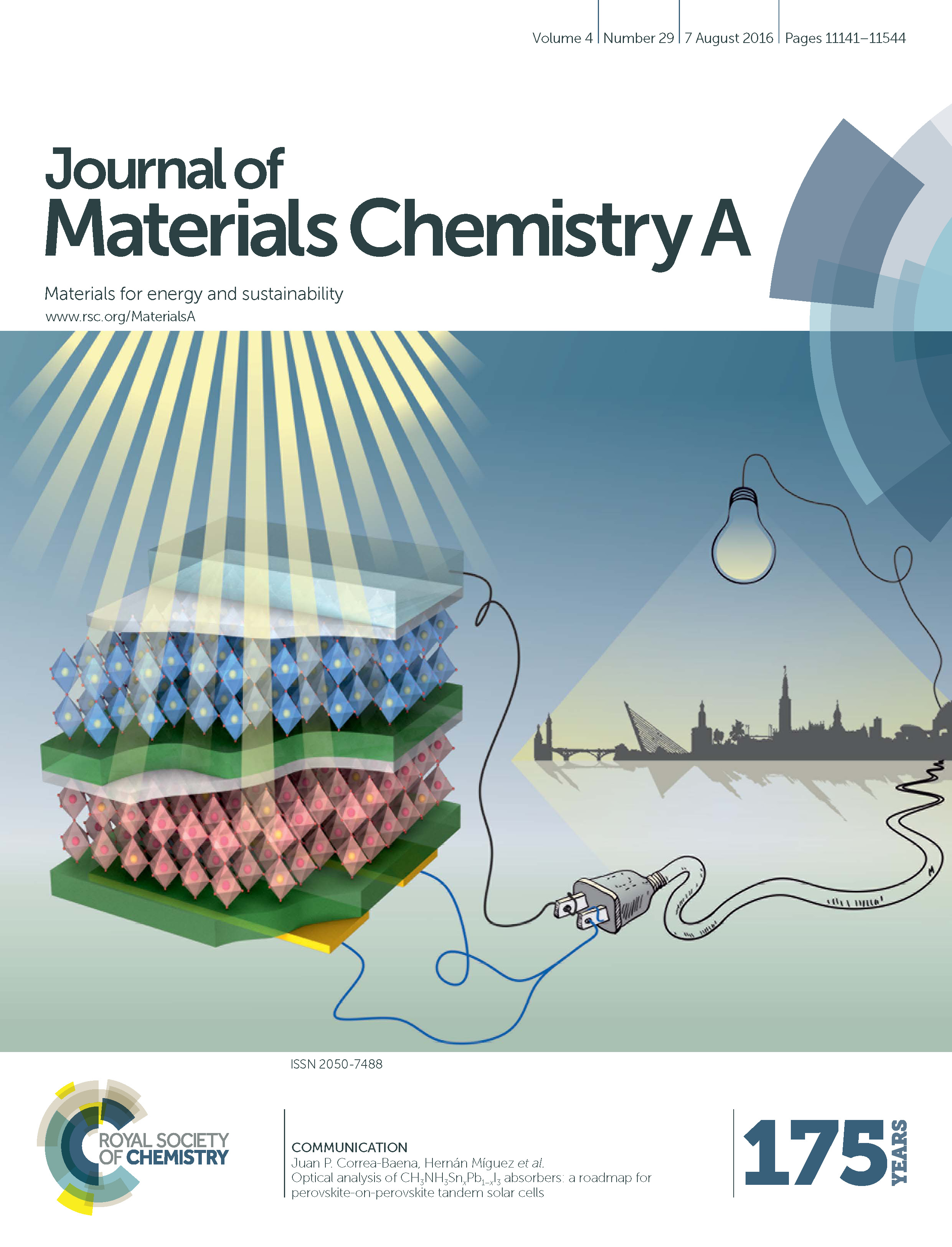 
	Miguel Anaya, primer firmante
	Mauricio Calvo y Gabriel Lozano, coautores del artículo
	Portada en el Journal of Materials Chemistry A
